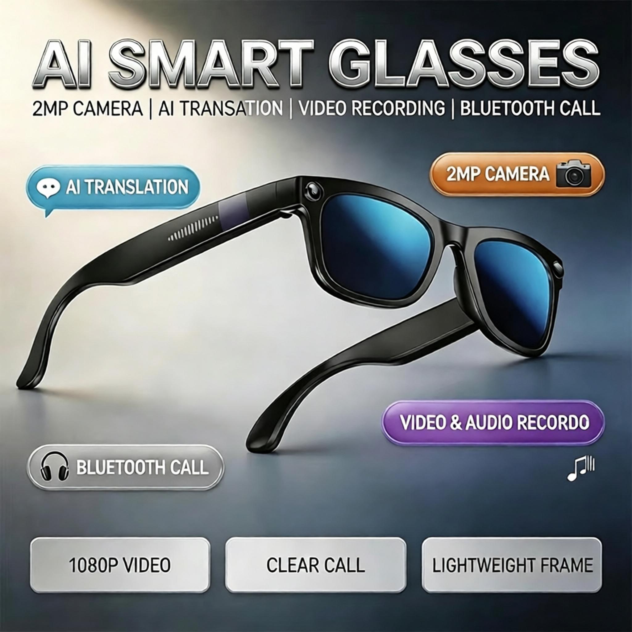 Audio Music Videos - Yeni Yapay Zeka Bluetooth Akıllı Gözlük,