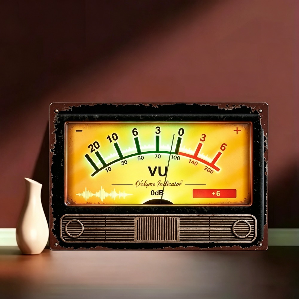 Audio Music Logo - Retro VU ses seviyesi göstergesi metal