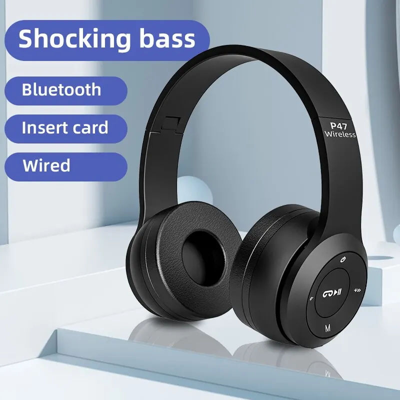 Audio Music Kids - Katlanabilir P47 Kablosuz Bluetooth 50 Kulaklık